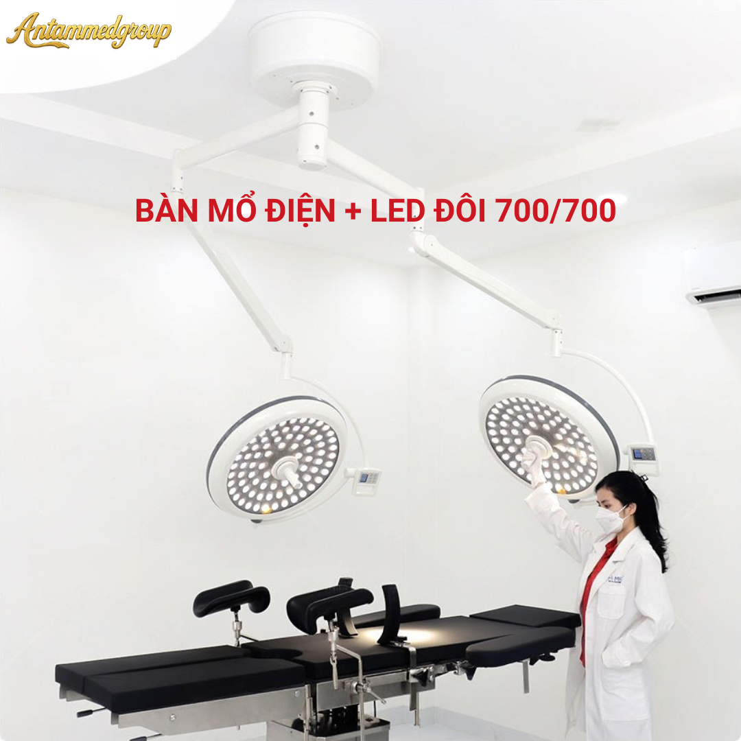 Đèn Led Phẫu Thuật, Đèn Mổ Treo Trần 2 Nhánh Bóng Đôi LED700/500 - Ảnh 2