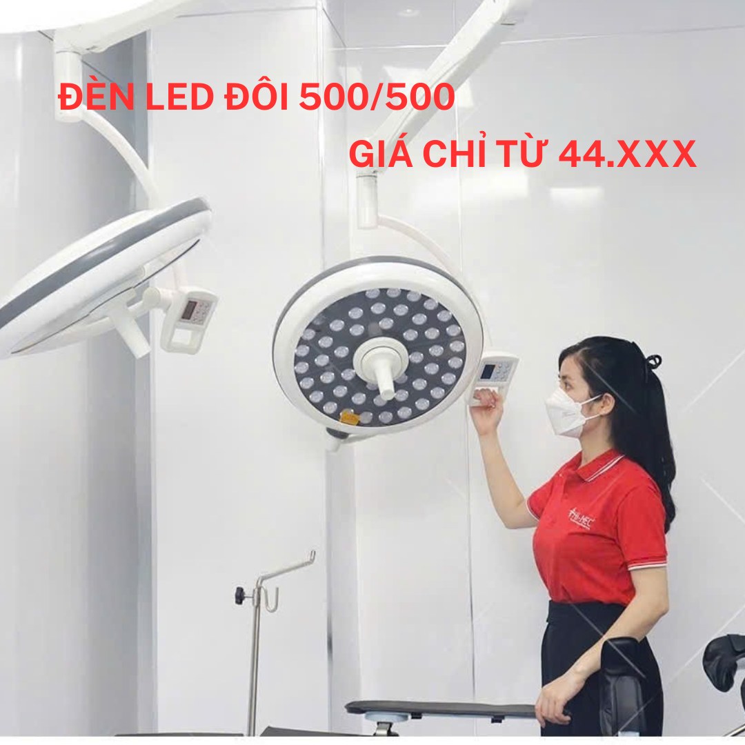 Đèn Led Phẫu Thuật, Đèn Mổ Treo Trần 2 Nhánh Full LED Bóng Đôi LED500/500 - Ảnh 4