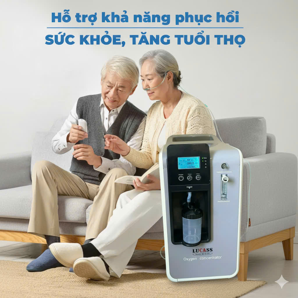 Máy tạo oxy 5 lít/phút Lucass SZ-5BW (Có chức năng xông mũi) - Ảnh 2