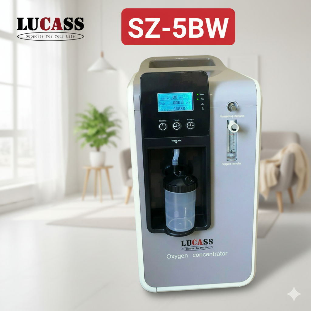 Máy tạo oxy 5 lít/phút Lucass SZ-5BW (Có chức năng xông mũi)